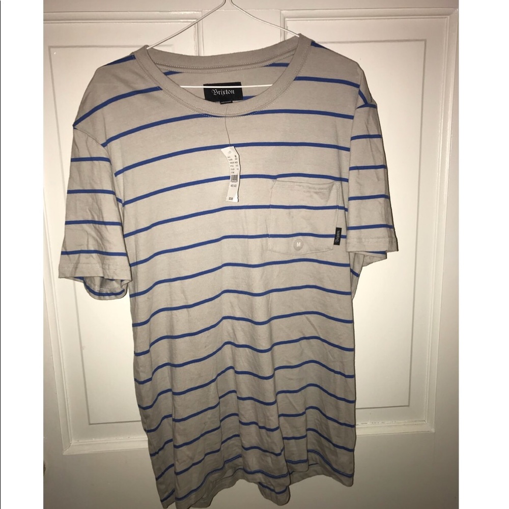 Men’s Brixton grey and blue striped T-shirt